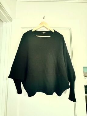 Quince Black Relaxed Crewneck Sweater